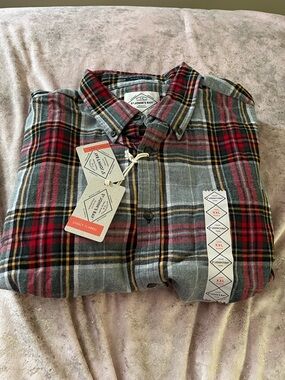 St. John's Bay Red, Gray and Black Plaid Button-Down Shirt